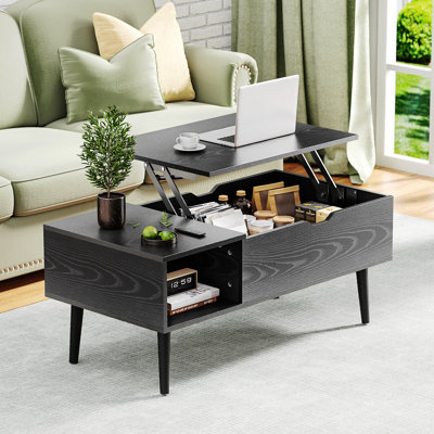 Lift Top Coffee Storage Wood Tables With Hidden Compartment