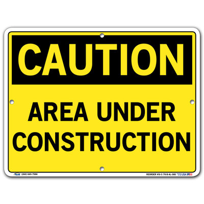 Area under Construction Caution Sign -  Vestil, SI-C-78-B-AL-080