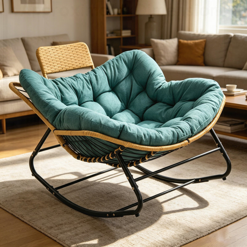 Fauteuil à bascule Papasan, Vert, Vert