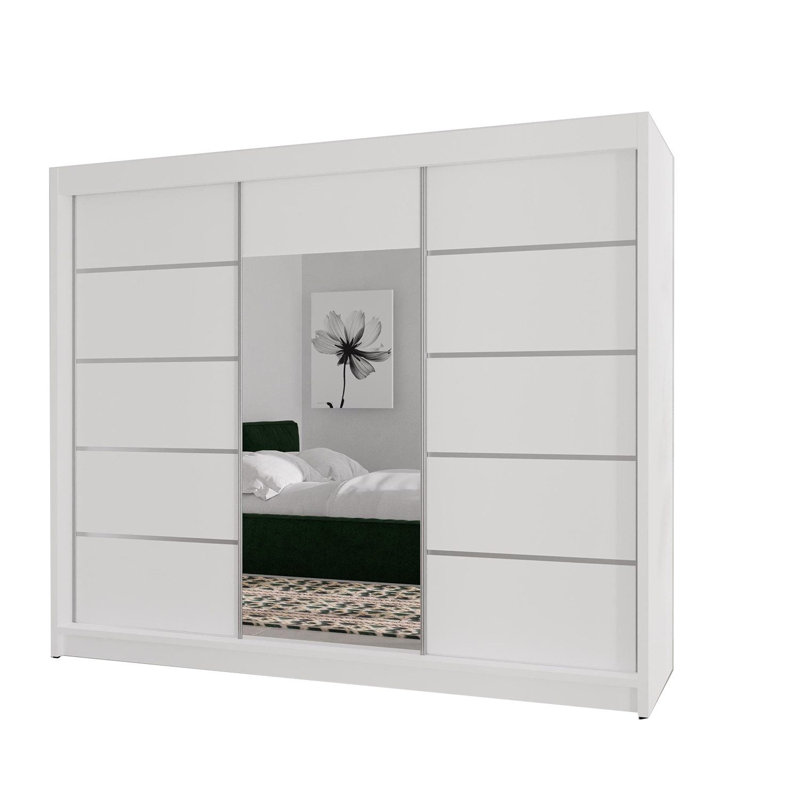 Dalyla 3 Door Sliding Wardrobe, White/Grey