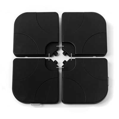 Porte-parapluie de patio robuste et décalé, base rechargeable avec de l'eau ou du sable (160 à 220 lb), ensemble de panneaux en PEHD 4 pièces avec goupilles de verrouillage sécurisées, résistant aux intempéries et empilable, noir - idéal pour la cour, la pelouse et la piscine