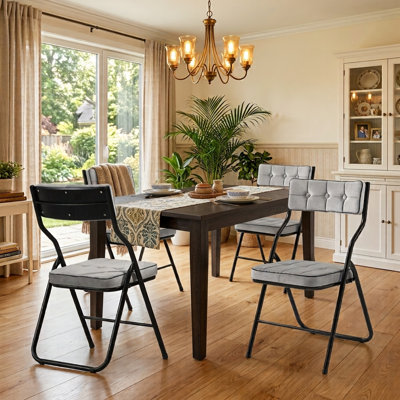 Ensemble de 4 chaises pliantes rembourrées - Chaises de salle à manger rembourrées portables pour les invités