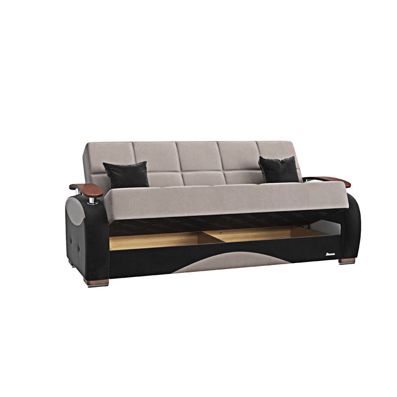 Canapé-lit rembourré convertible avec rangement, Gris