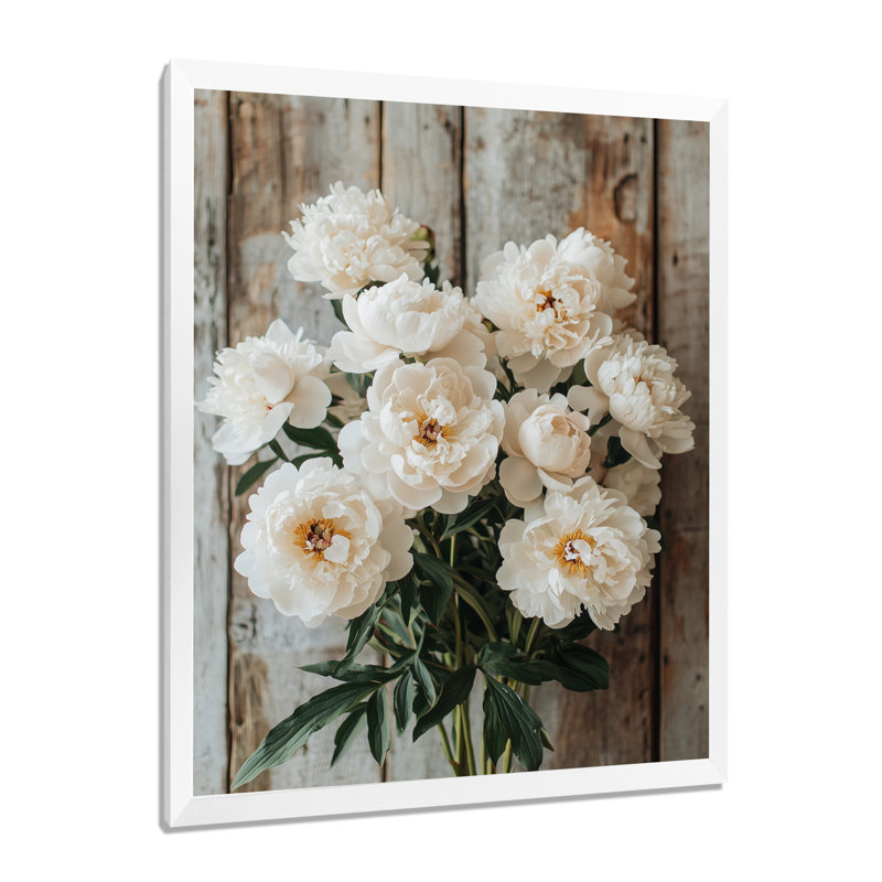Ightham - Floral Wall Art, 20" H x 12" W, Framed Print without Mat, White
