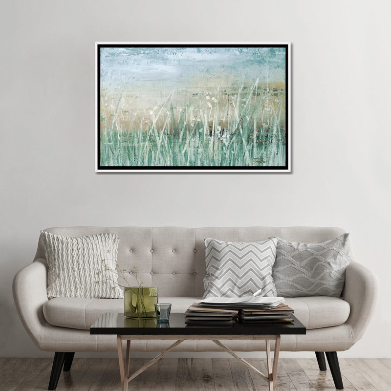 Reproduction d’art, "Grass Memories" par Patricia Pinto, Pas de tapis, H 32 po x l 48 po x P 1,5 po, Toile blanche encadrée