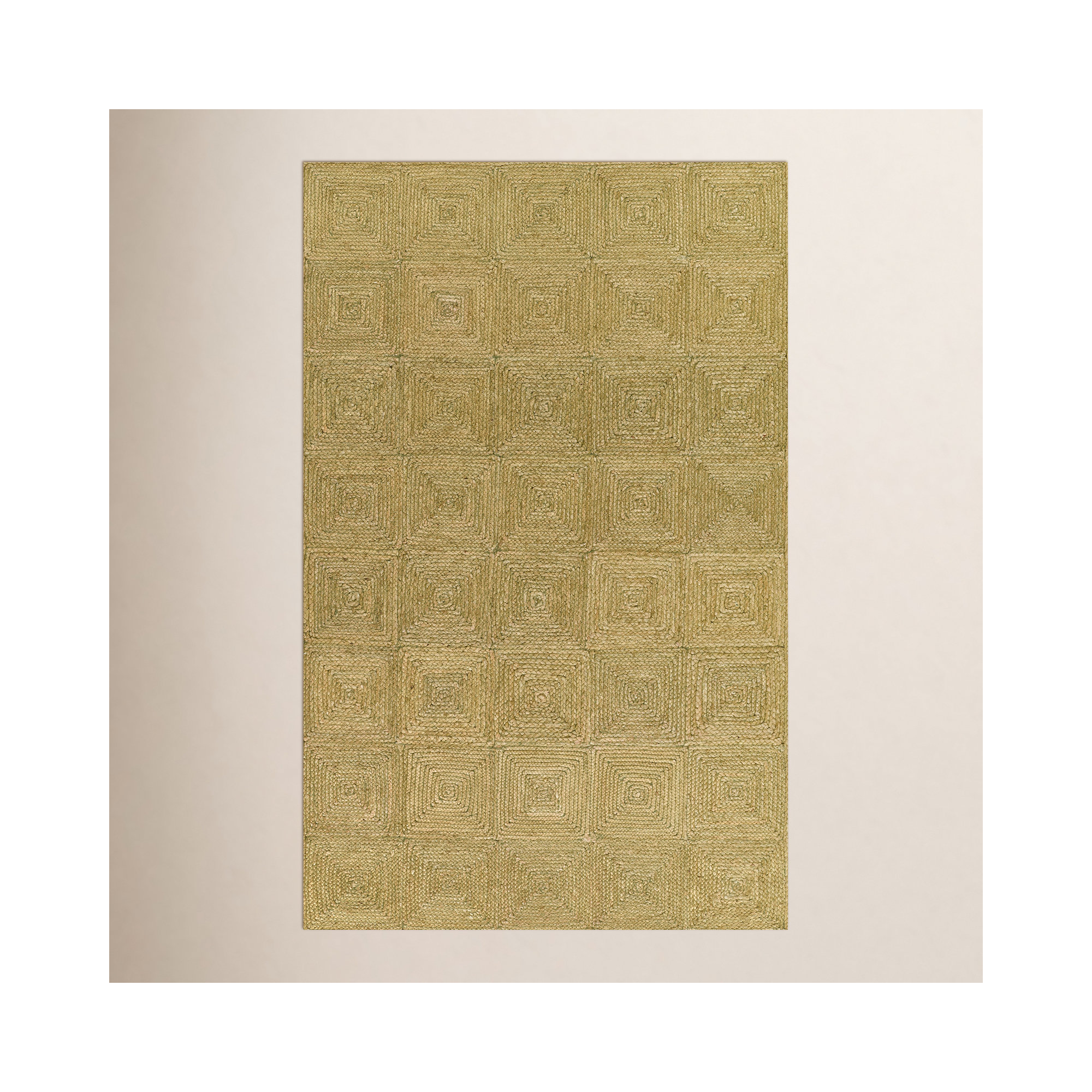 Mykonos Hand Woven Jute Geometric Green Area Rug 5' X 7'6", Rectangle 8'10" x 11'10"