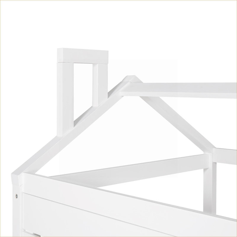 Lit plateforme simple en bois massif Clean White avec lit gigogne supplémentaire pour chambre résidentielle