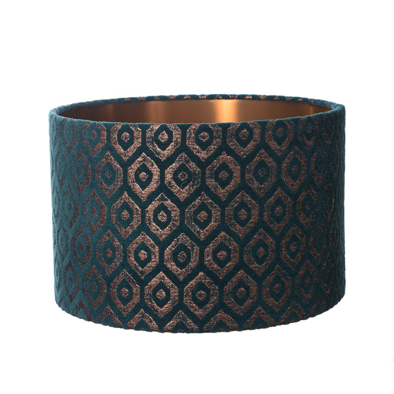 Velvet Drum Lamp Shade ( Screw On ), Teal, 23cm H x 35cm W x 35cm D
