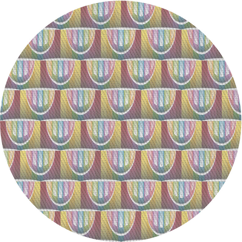 Tapis décoratif rose, Rond 3 pi