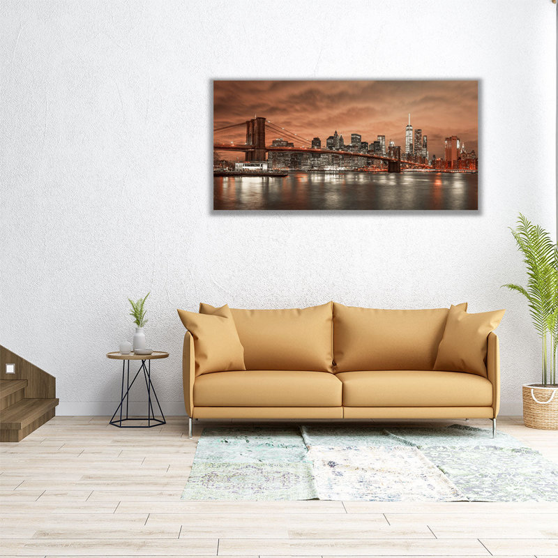 «Brooklyn Bridge and Manhattan», reproduction d'art sur toile, H 12 po x l 24 po