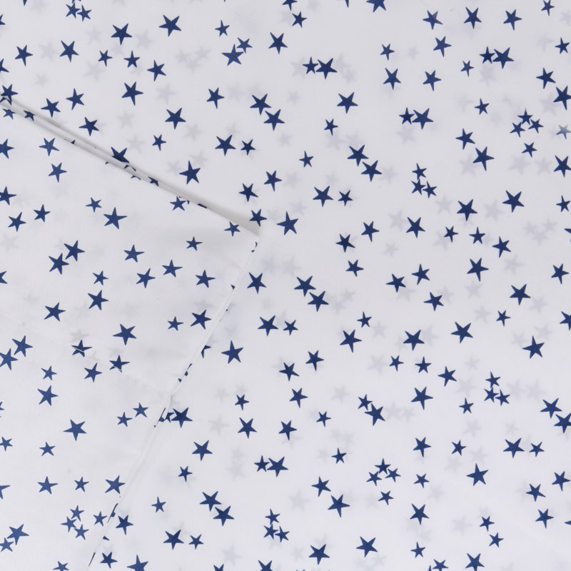 Blue Space Rocket Print Twin Microfiber Sheet Set