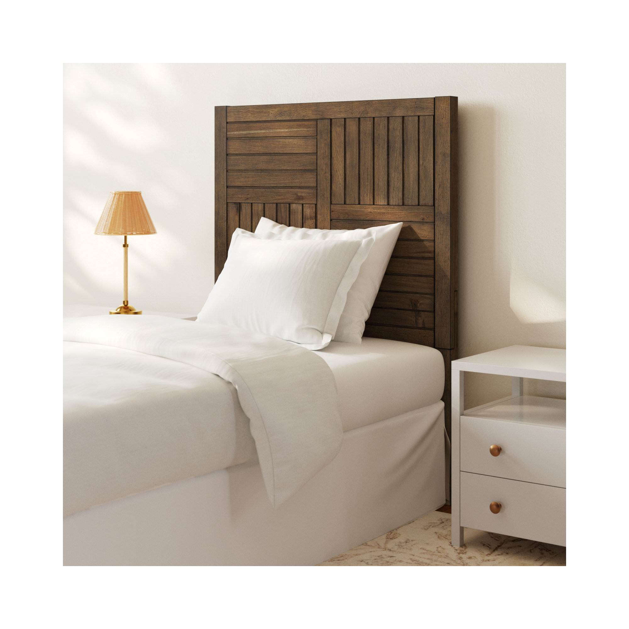 Cotswald Twin Solid Wood Panel Headboard, Twin, Tree House Brown