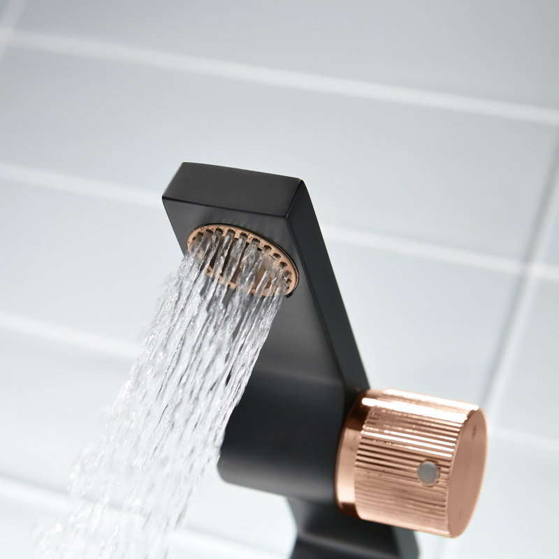 Single Hole Faucet Bathroom Faucet, Matte Black/Rose Gold
