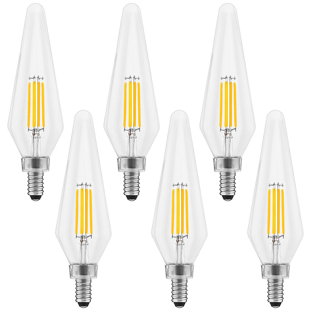 4.5 Watt, C11 LED, Dimmable Light Bulb, E12 Candelabra Base (Set of 6) Luxrite