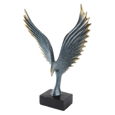 Nordic Wing Statue Sculpture en résine ornements salon moderne décoration bureau abstrait artisanat champagne bleu