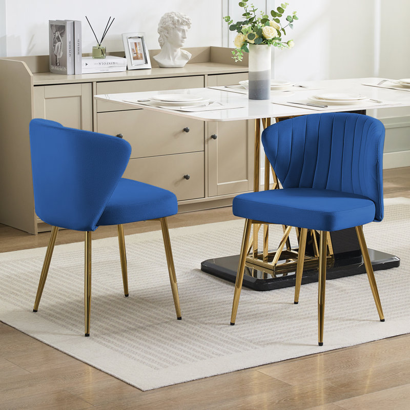 Fauteuil d'appoint en velours avec pieds en métal doré, Marine