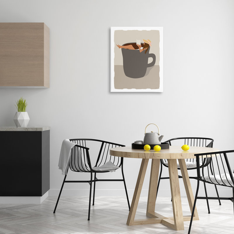 Art mural sur toile Morning Coffee & Woman, par Natalie Carpentieri, H 30 po x l 24 po