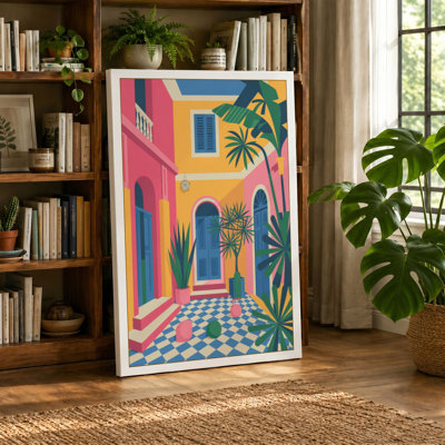 Courtyard in Colour Modern - Wrapped Canvas