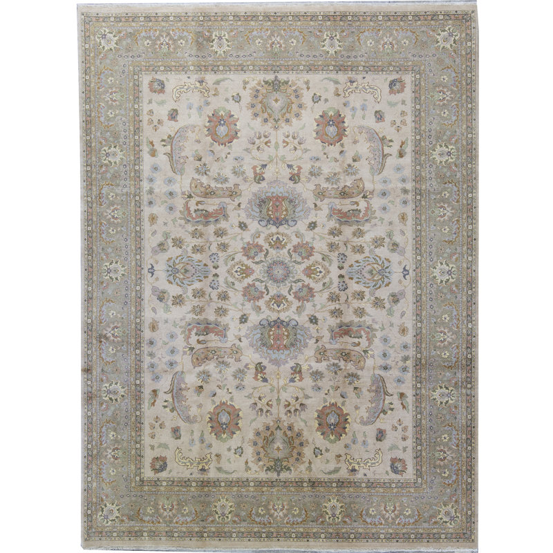 Tapis beige noué à la main de haute qualité