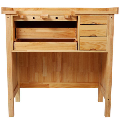 Établi à bijoux en bois massif - Poste de travail en bois avec tiroirs de rangement pratiques pour la fabrication de bijoux