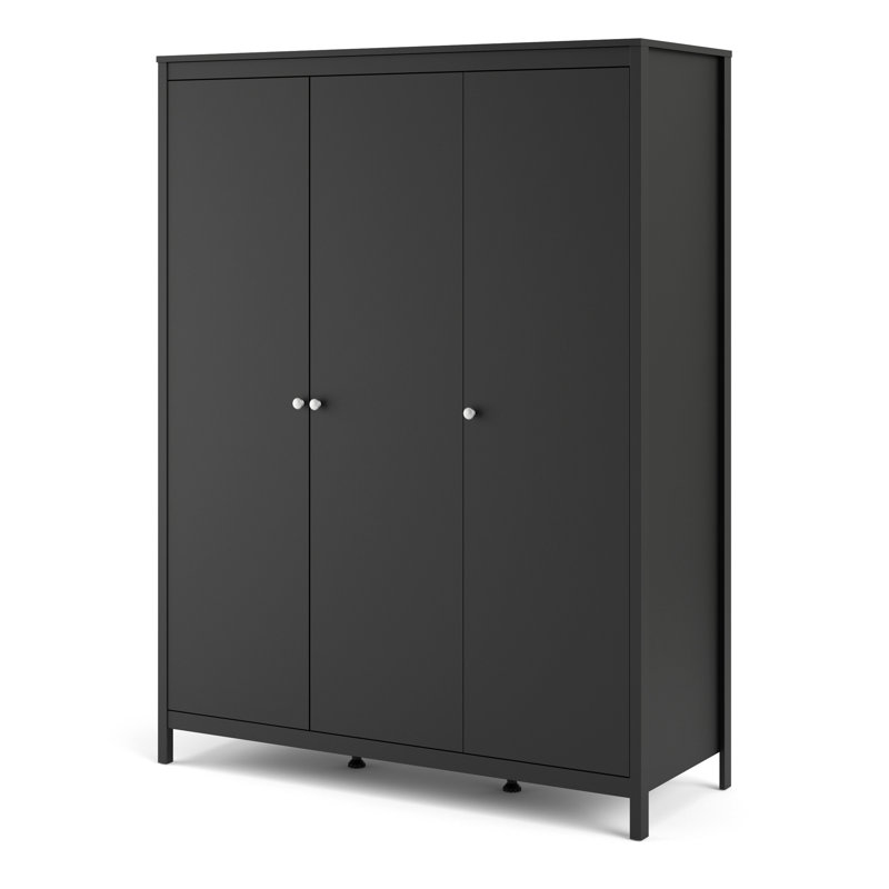Cynsere 3 Door Manufactured Wood Wardrobe, Black
