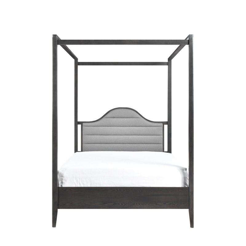 Lit double à baldaquin avec tête de lit en tissu d'ameublement Essential, Lit double