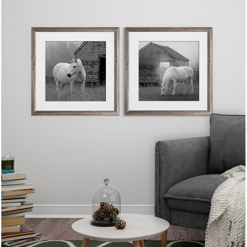 « matinée des pâturages », ensemble de 2 reproductions de photos encadrées, Cadre brun