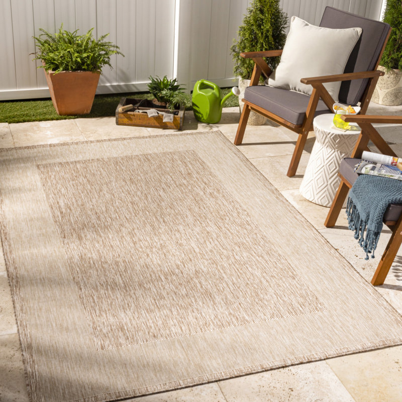 Gira Indoor & Outdoor Boho Jute-Look Rug Beige, Rectangle: 200cm x 275cm
