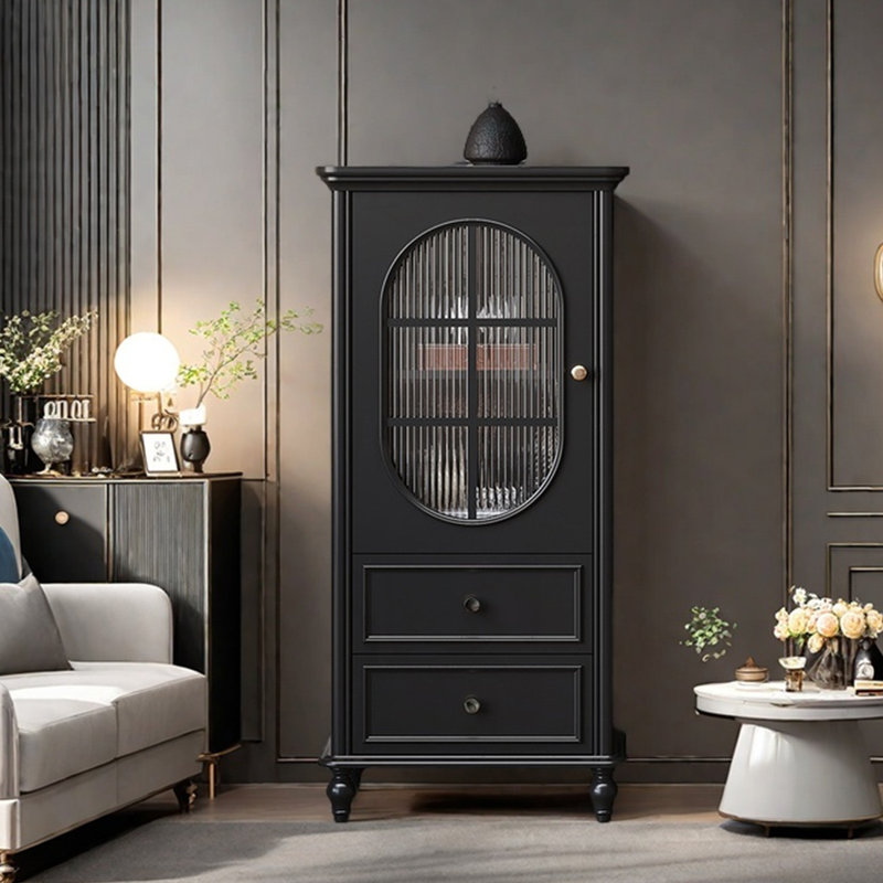 Modern multi-functional glass door accent cabinet