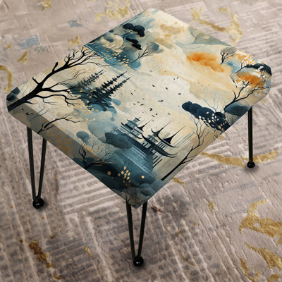 Winter Landscape Retreat Japan - Ikat Rectangle Ottoman