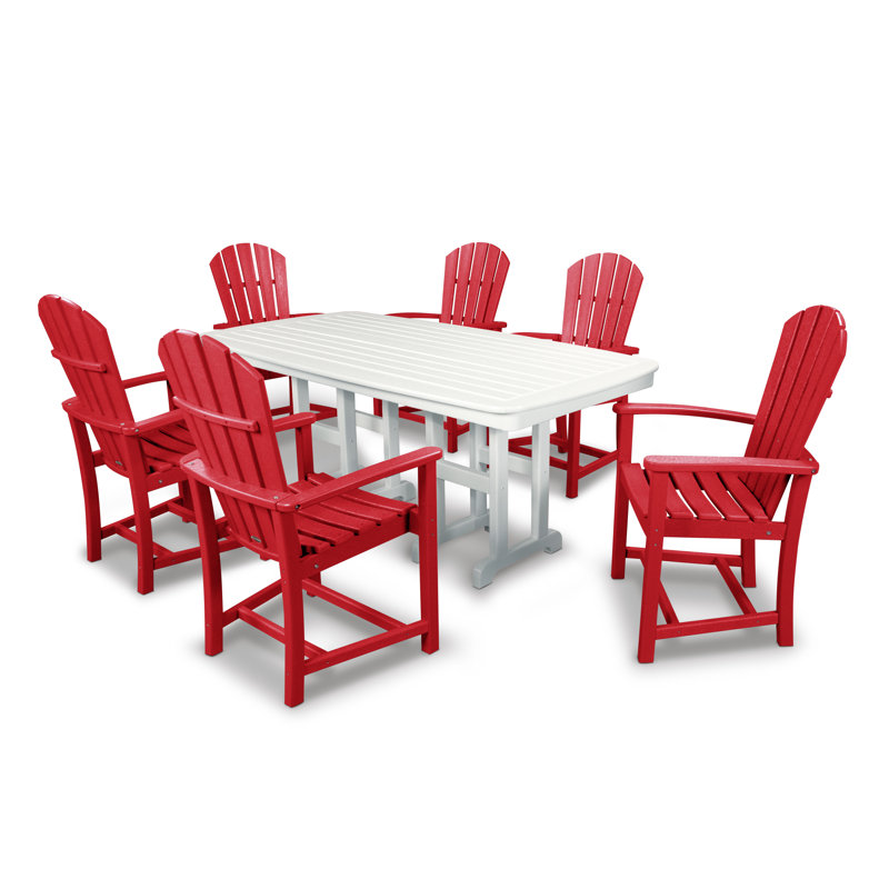 Ensemble repas 7 pièces POLYWOOD Palm Coast, Rouge coucher de soleil