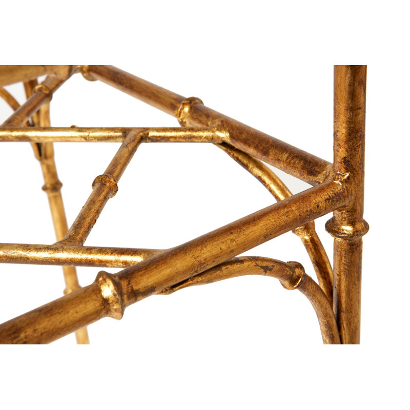 Bevers Glass Top End Table, Gold