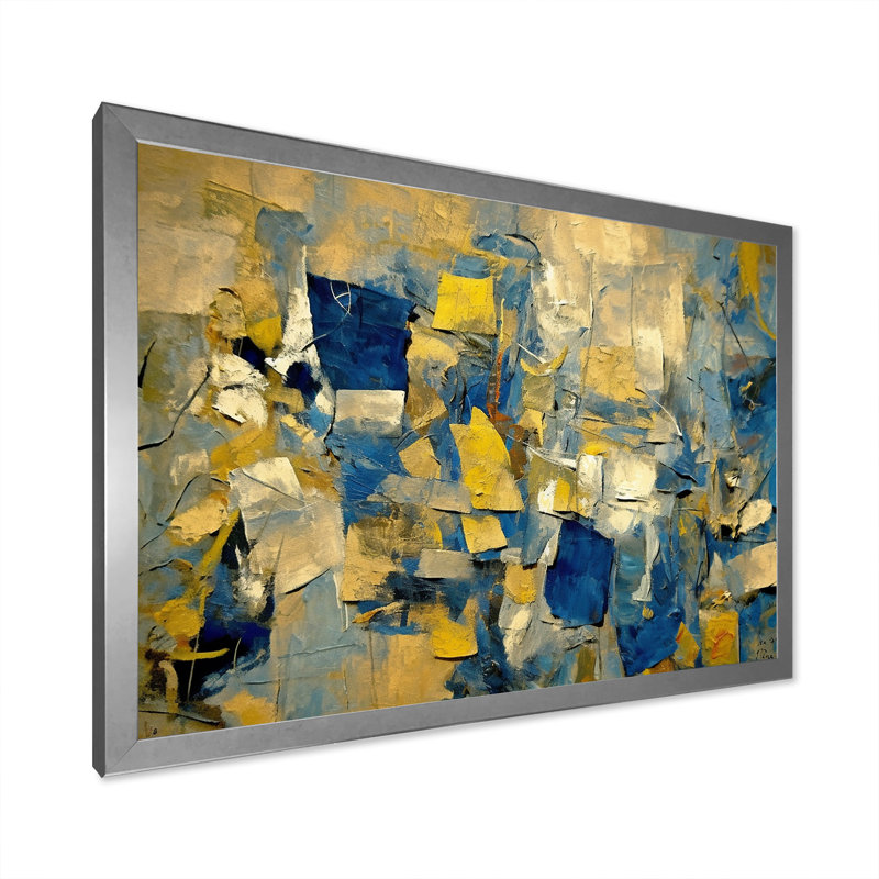«Retro Southern Sunset Abstract Expressionism I», reproduction, Cadre simple argenté, H 16 po x l 32 po x P 1 po