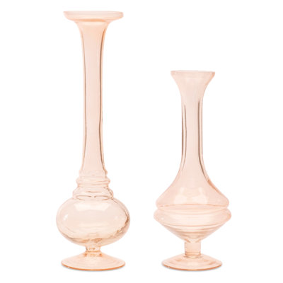 Vase en verre rose (ensemble de 2)