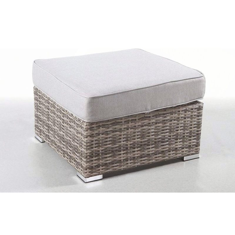 Repose-pieds d'extérieur avec coussin entièrement assemblé, Gris