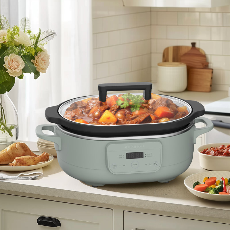 6 Quart Programmable Slow Cooker with Removable Ceramic Pot, Green