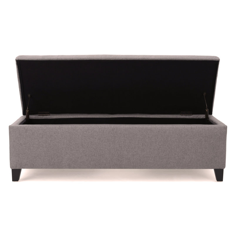 Banc de rangement rembourré Schmit, Gris foncé, 16.25" H x 51.25" W x 17.50" D