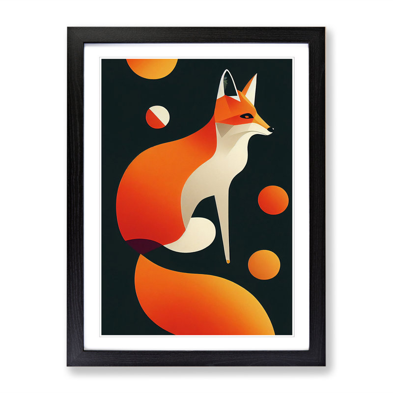 FRM-V0523-1041X Fox Surrealism - Single Picture Frame Print, 34cm H x 25cm W x 2cm D, Oak Framed