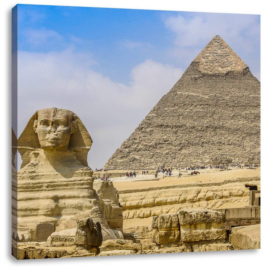 Leinwandbild Große Sphinx von Gizeh mit Pyramide