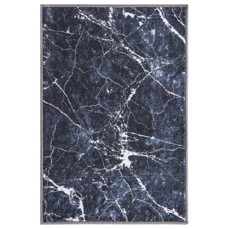Tapis noir lavable antidérapant Lyanne, Rectangle 2 pi 2 po x 3 pi 3 po