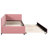 Linen Fabric Upholstered Daybed With Twin Size Trundle, Pink, No Box Spring Bed Pink Needed Frame-1095193857
