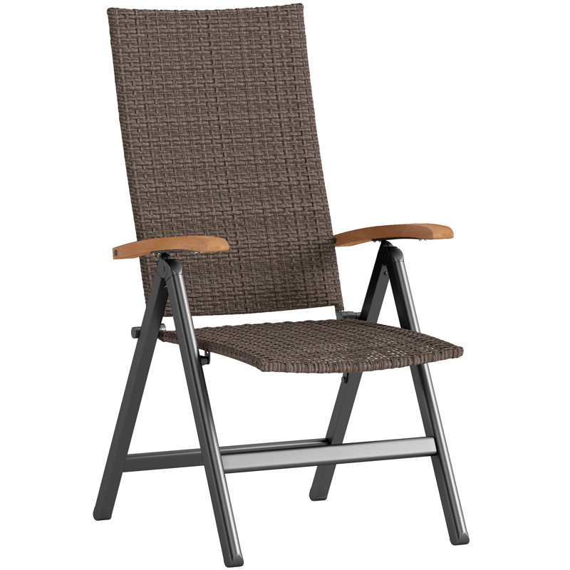 Folding Patio Dining Armchair, Brown