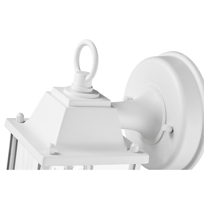 Lanterne murale d'extérieur H 8,5 po Ledbetter, Blanc texturé, Verre biseauté transparent