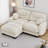 CloudHaven Pleated Chenille Fabric 2-Seater Modular Sofa, L-Shape Sectional Couch with Ottoman, High-Density Cloud Foam Seat, Curved Round Armrests & 2 Round Throw Pillows-667700840