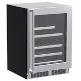 Marvel 24"W. Professional 5.0 Cu.Ft. Built-In Dual Zone Wine and Beverage Center - Stainless Steel Frame with Glass