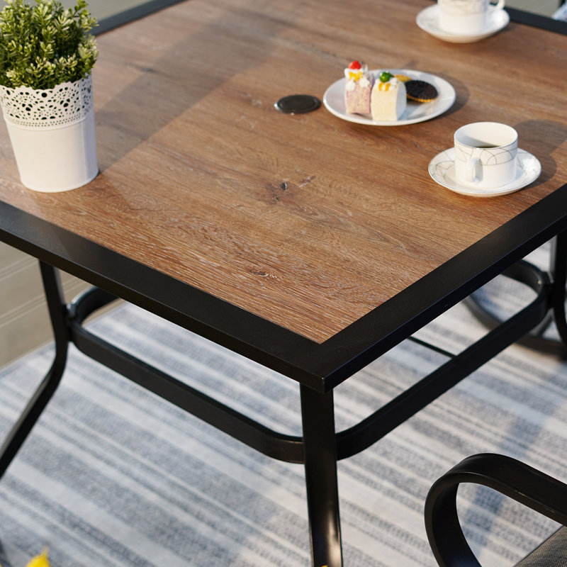 Alyah 4 - Person Patio Dining Set with Rectangular Table, Red