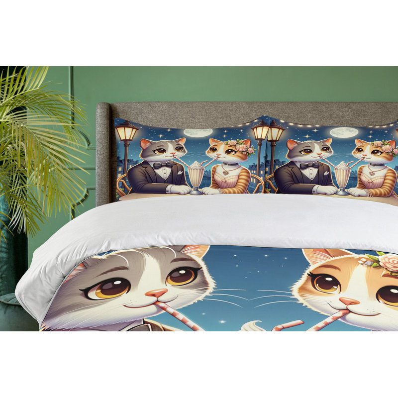 Cat Duvet Cover, California King Duvet Cover + 2 Standard Shams