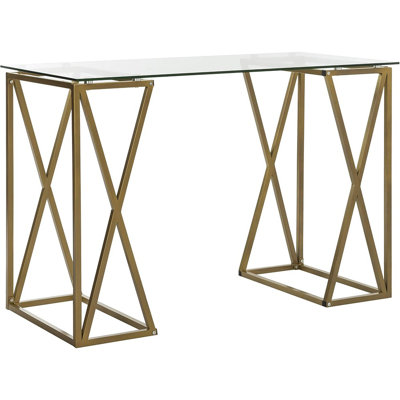 Bureau Modern Home - structure en métal doré avec plateau en verre