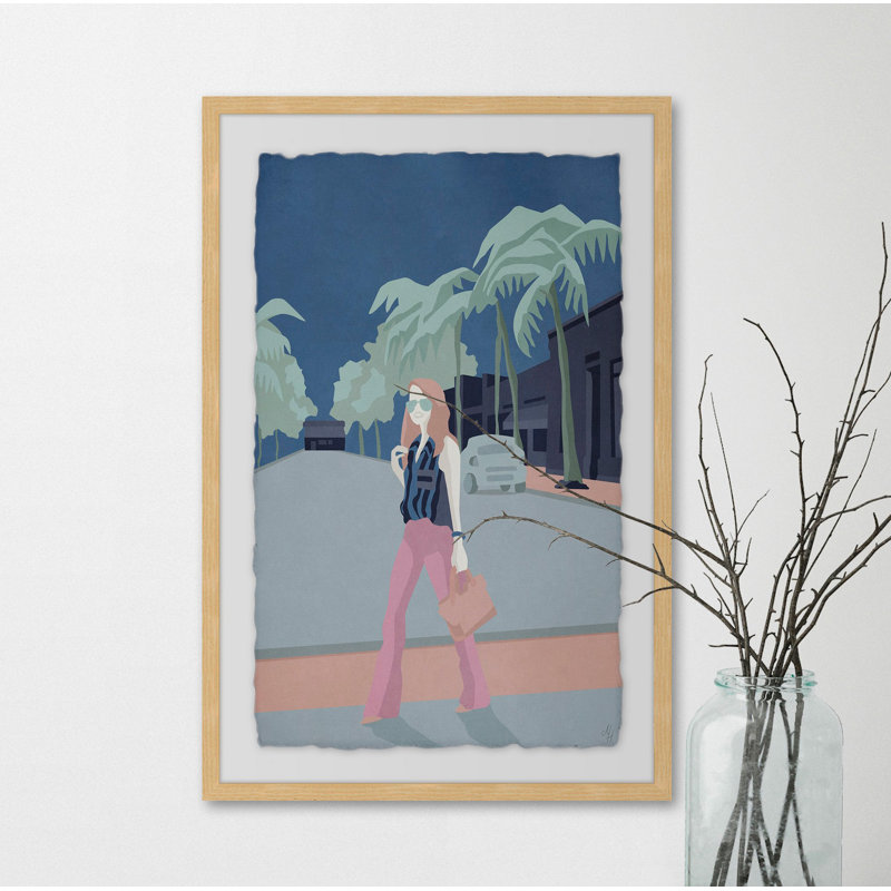 Palm Fashion - Single Picture Frame Print, 30 cm H x 20 cm W x 3.81 cm D, Natural Framed
