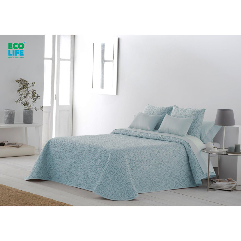 Rossmoor Polyester Floral Bedspread, 240 x 270 cm Bedspread, Blue